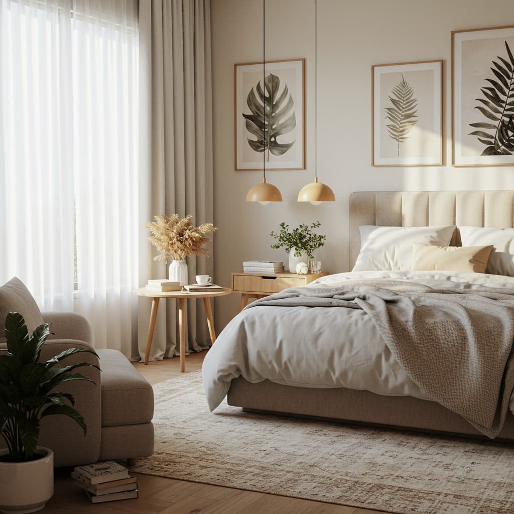 Bedroom aesthetic showing cozy design with comfortable bedding and stylish decor