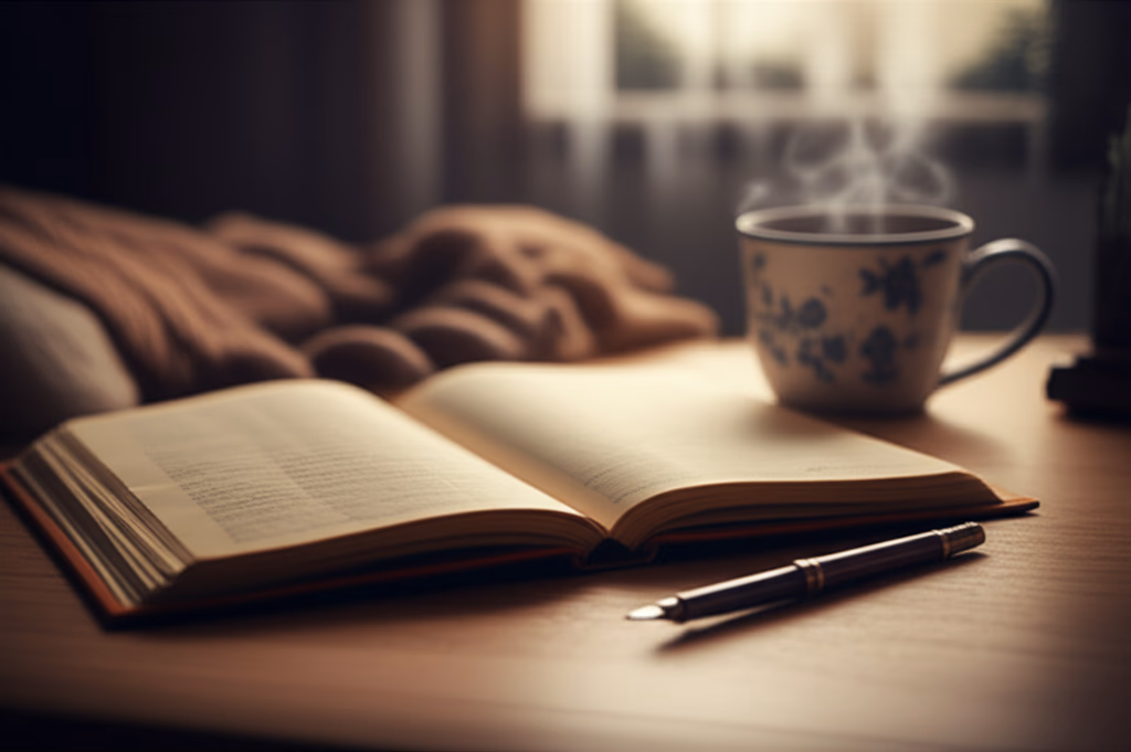 A realistic image showing a notebook and pen ready to write New Year resolution quotes, symbolizing goal setting, fresh starts, and personal growth.