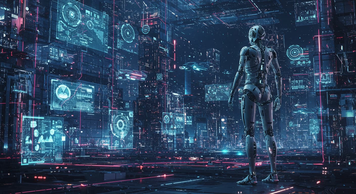 AI technology concept showing digital brain, circuits, and artificial intelligence graphics