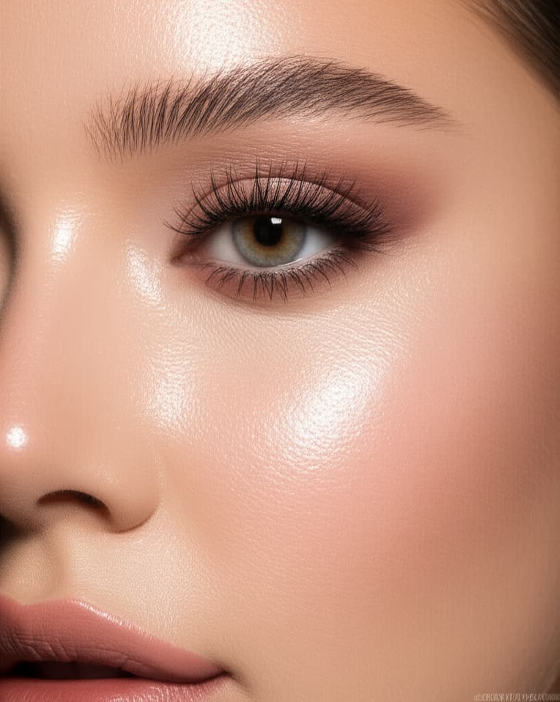 Close-up of a bride with natural and elegant bridal makeup, showcasing a radiant wedding day look.