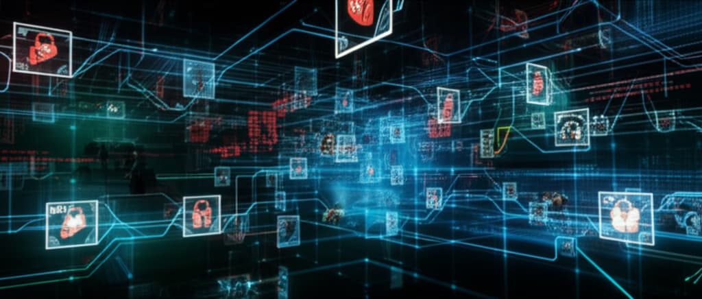 An intricate, realistic visualization of the global cyber threat landscape, showing interconnected networks, data vulnerabilities, and digital attacks, symbolizing cybersecurity challenges and the need for robust data protection.