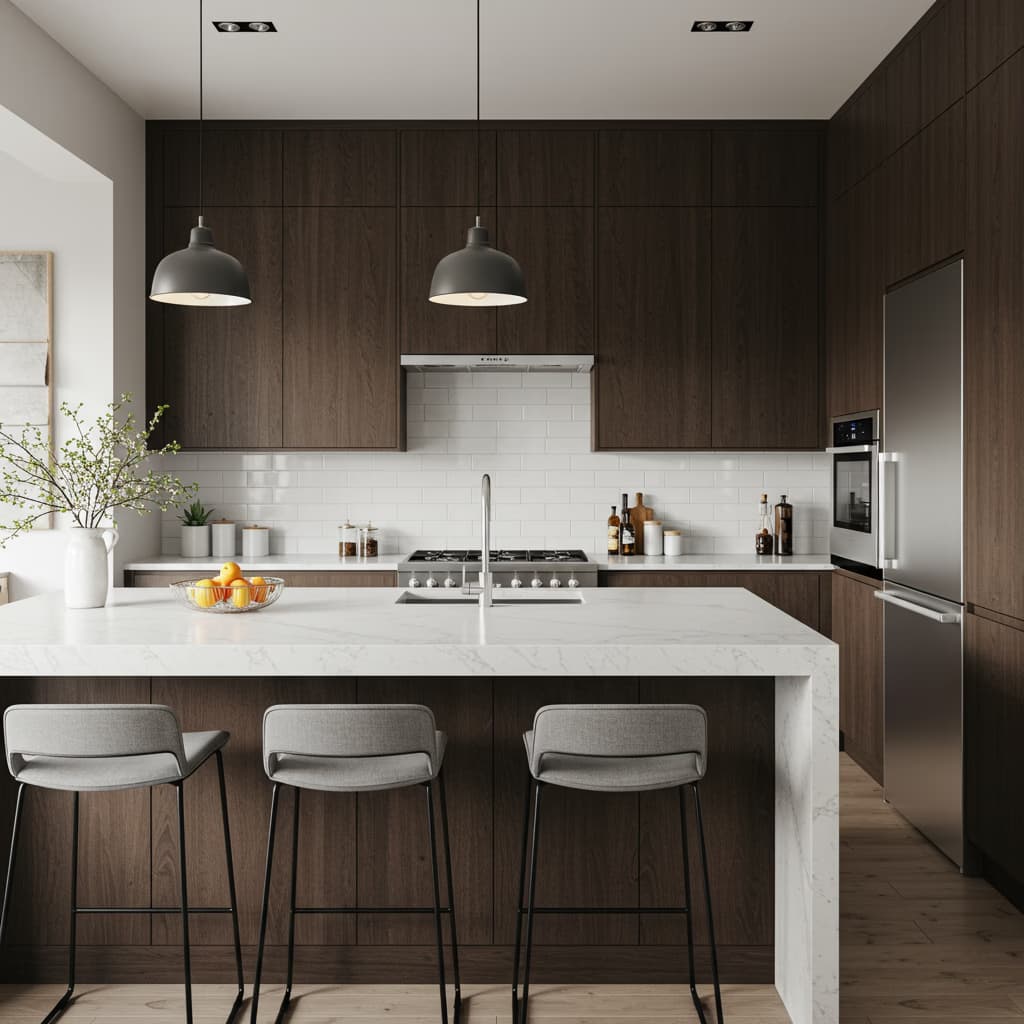 Modern kitchen design showing contemporary layout with appliances and stylish renovation