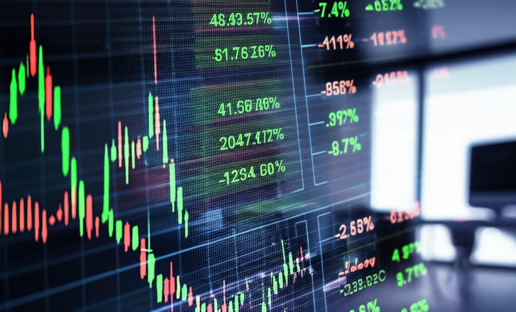 Real-time market data dashboard displaying financial charts, stock trends, and economic indicators for business analysis.