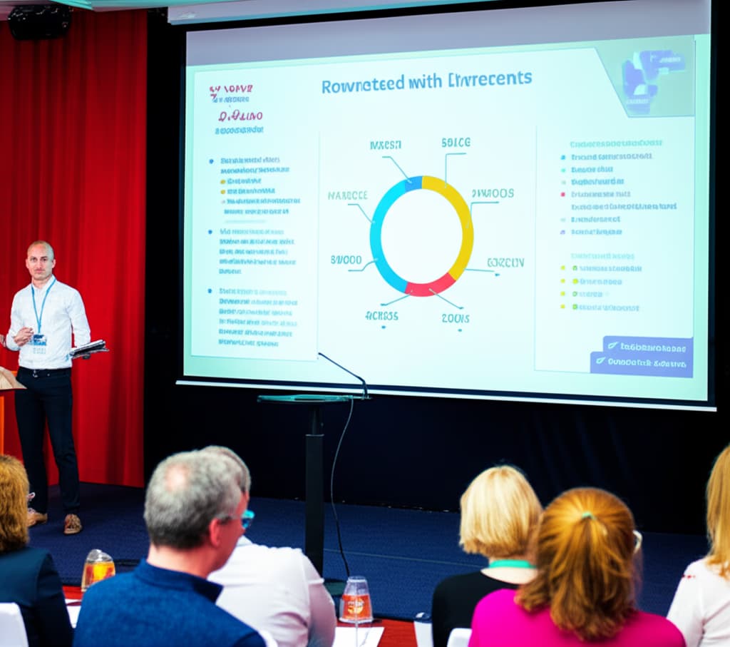 Close-up of a vibrant professional business presentation slide displaying a detailed bar chart, perfect for corporate meetings or educational workshops.