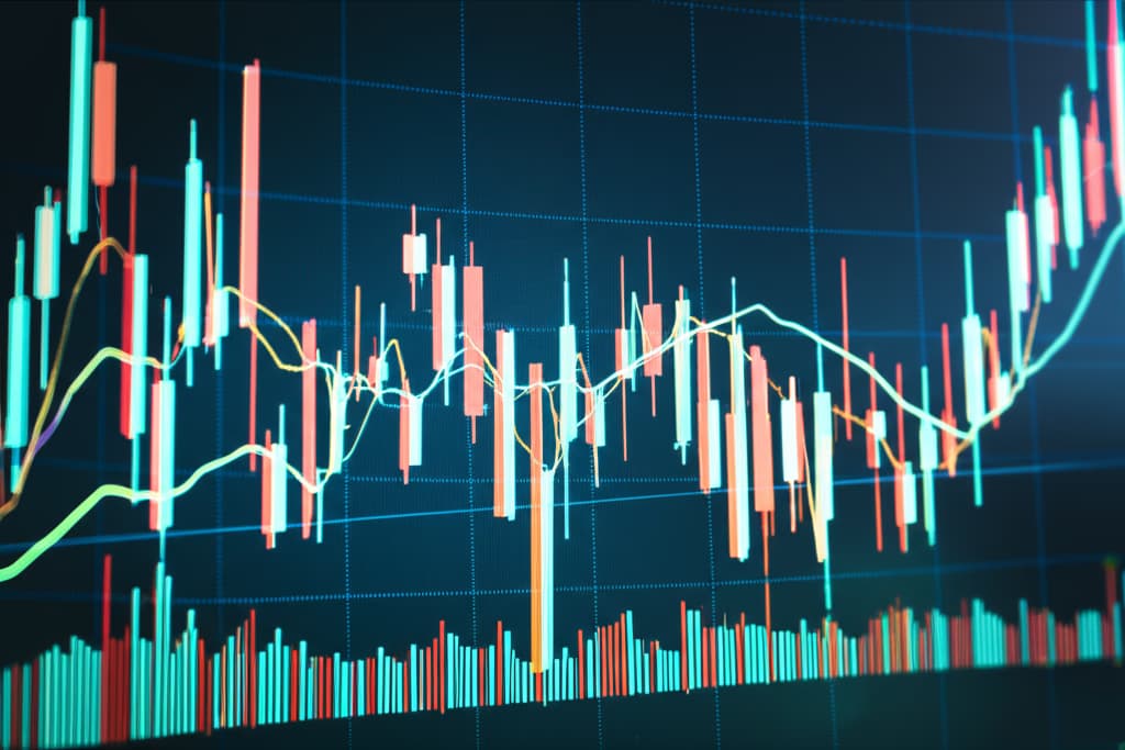 Realistic stock chart displaying financial data, showing market trends and investment performance for online trading and analysis.