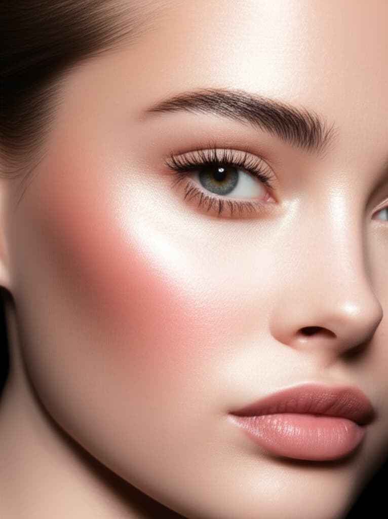 Close-up portrait of a bride with a natural and elegant wedding makeup look, showcasing glowing skin, soft eye makeup, and a subtle lip color, perfect for bridal beauty inspiration.