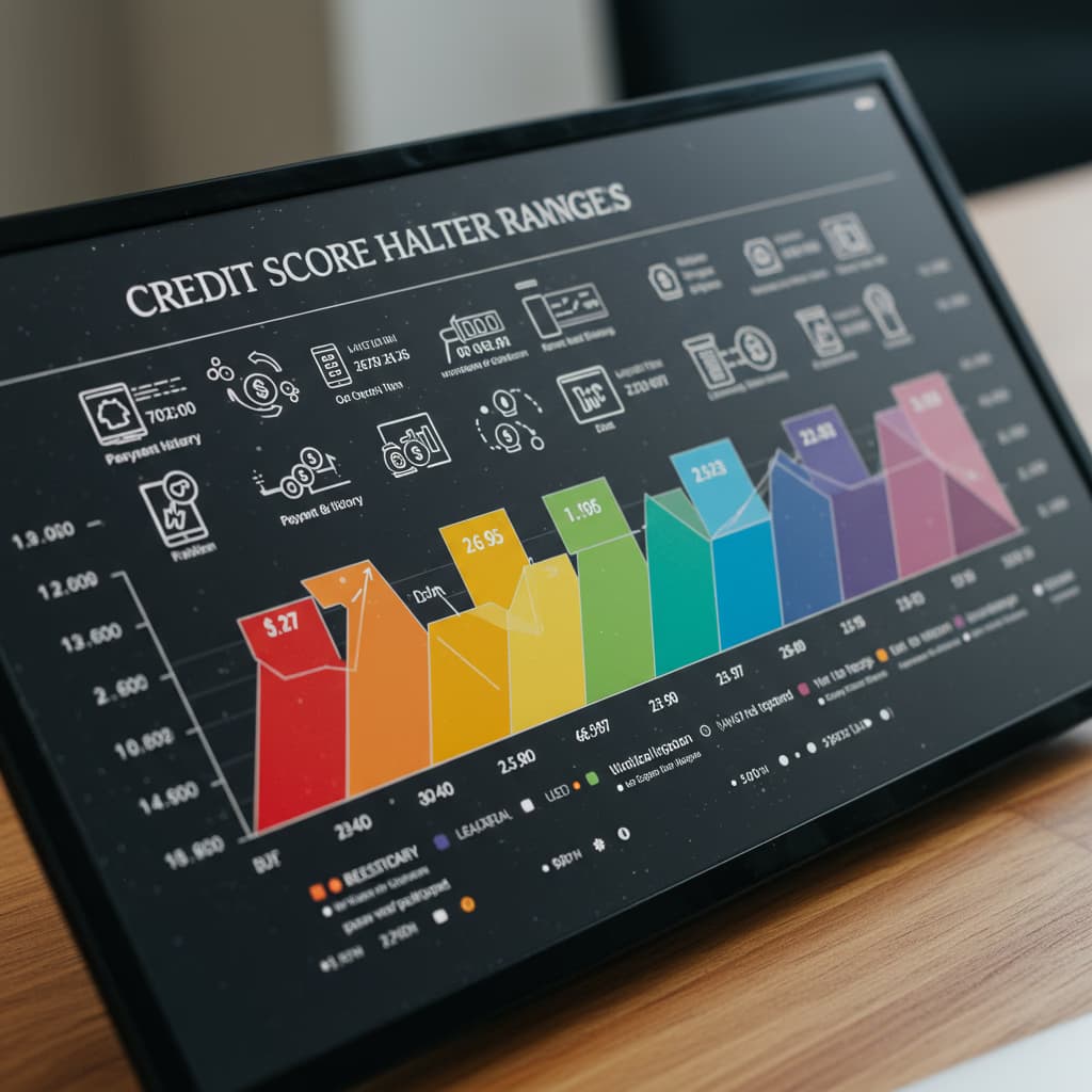 Credit Score Chart Financial Health Rating Credit score chart showing rating scale from poor to excellent with colorful indicators