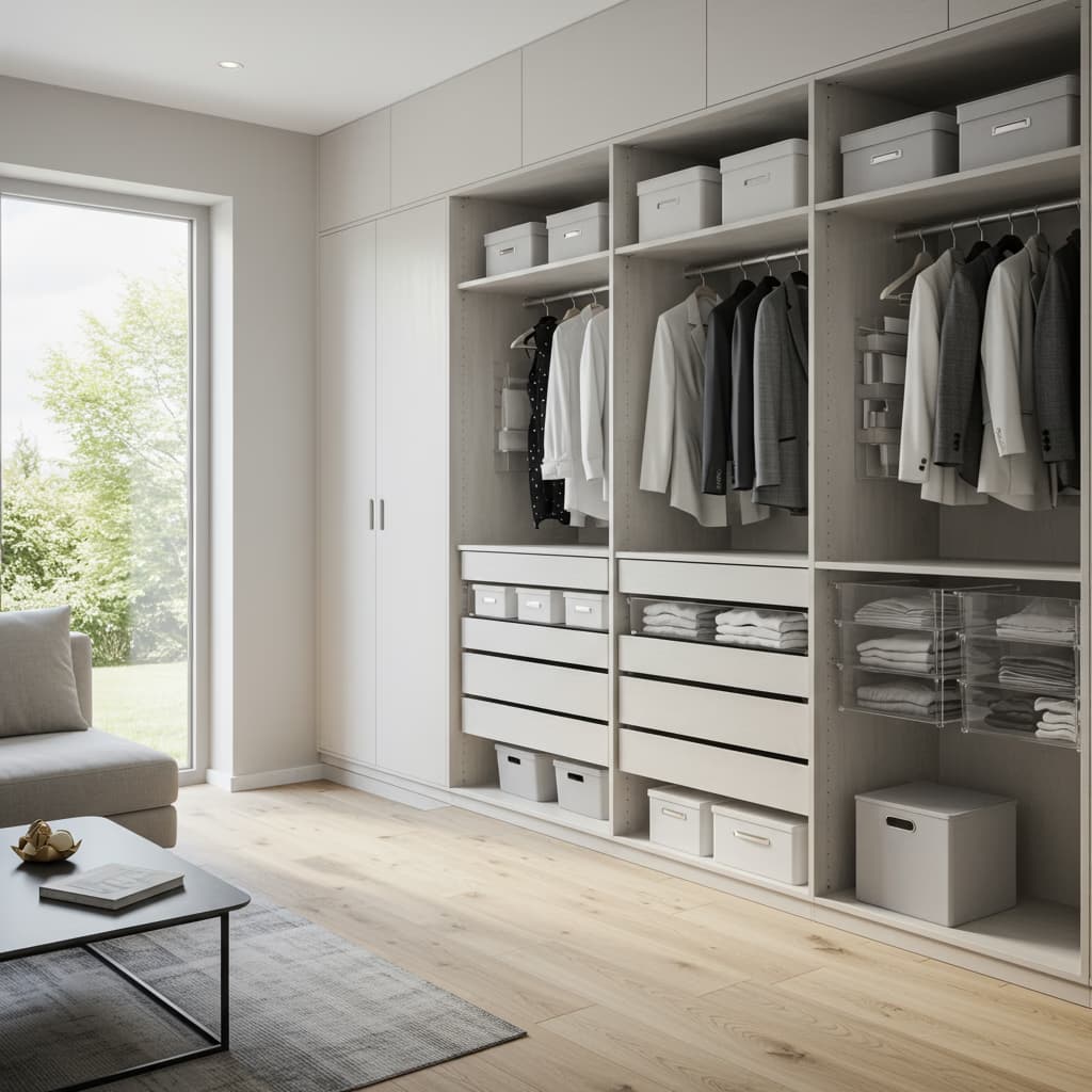 Home Organization Storage Solutions Decluttering Home organization showing neat storage solutions and organized living space systems